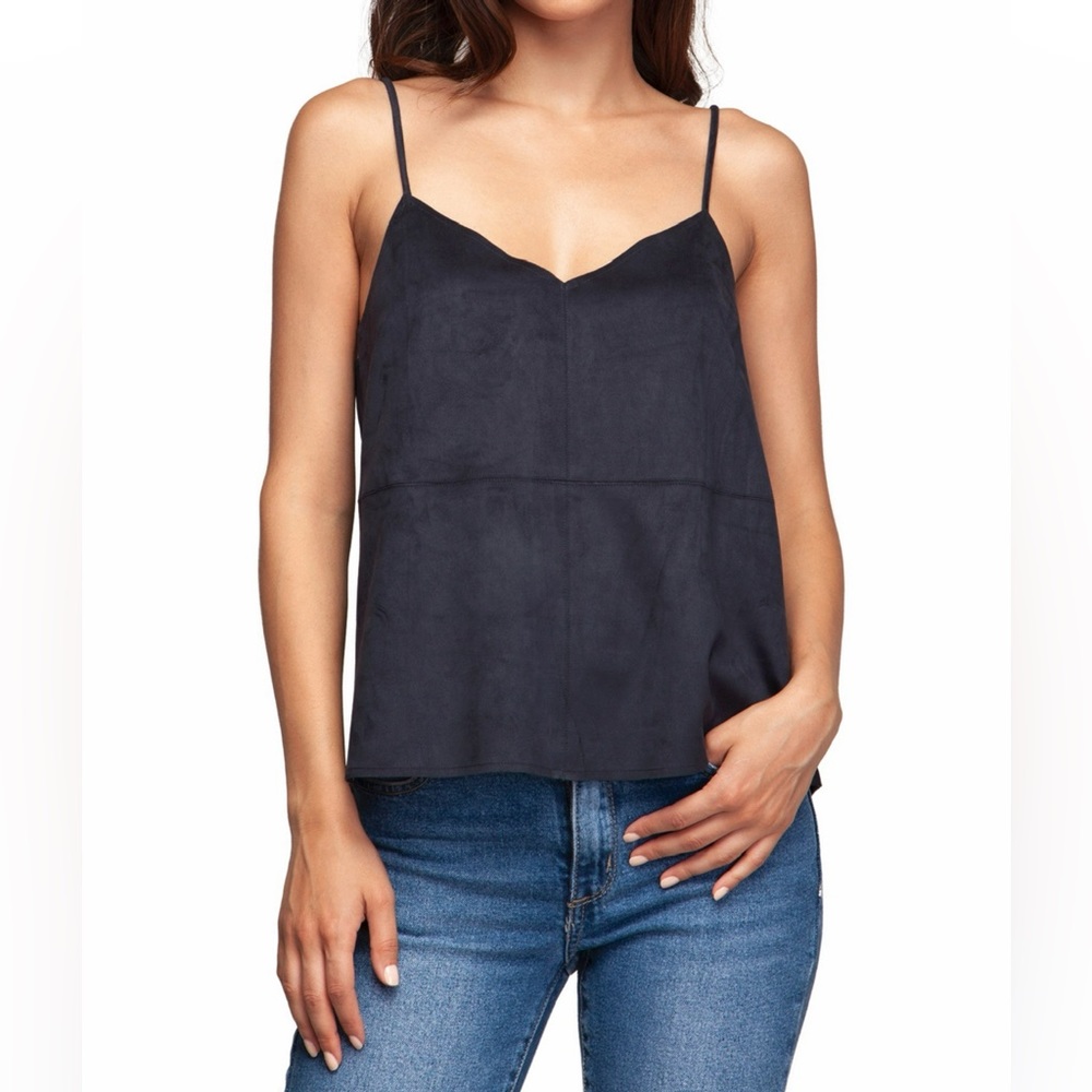 Faux Suede Black Tank Top‎